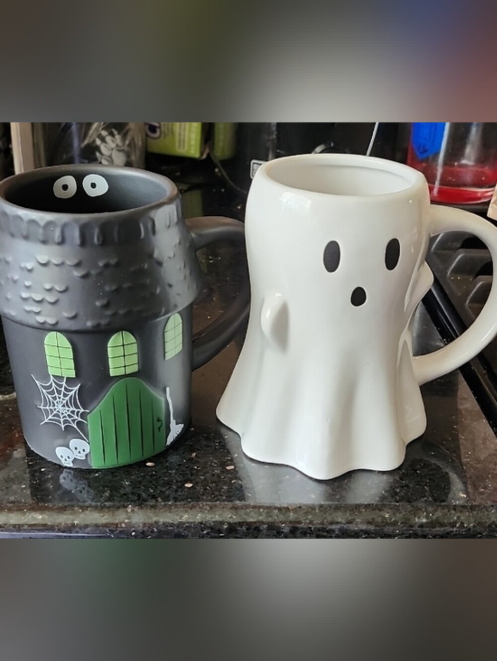 Ghost & Haunted House Ceramic Mugs - Set of 2